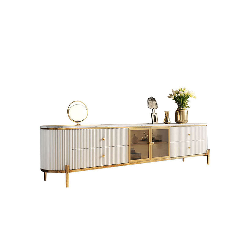 Marble Glam TV Console White 4 Drawers Media Console with Doors Clearhalo 'furn' 'furn_tv_stands_entertainment_centers' 'Furniture' 'Living Room Furniture' 'TV Stands & Entertainment Centers' 'TV Stands & Media Storage Furniture' 'tv_stands_entertainment_centers' 6995262