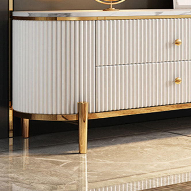 Marble Glam TV Console White 4 Drawers Media Console with Doors Clearhalo 'furn' 'furn_tv_stands_entertainment_centers' 'Furniture' 'Living Room Furniture' 'TV Stands & Entertainment Centers' 'TV Stands & Media Storage Furniture' 'tv_stands_entertainment_centers' 6995263