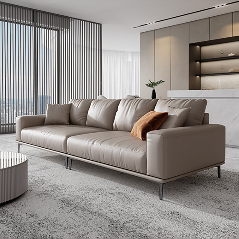 Mid secolo moderno vera pelle cuscini bianchi cuscini a braccio quadrato salotto