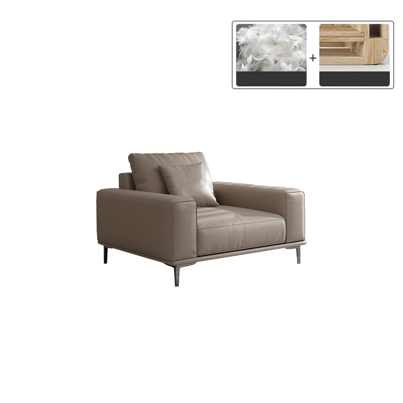 Mid secolo moderno vera pelle cuscini bianchi cuscini a braccio quadrato salotto