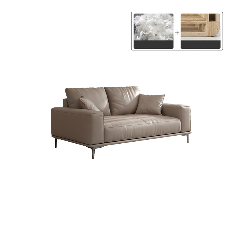 Mid secolo moderno vera pelle cuscini bianchi cuscini a braccio quadrato salotto