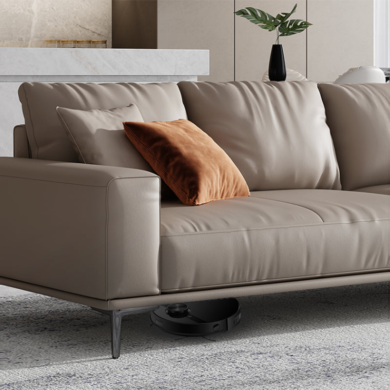 Mid secolo moderno vera pelle cuscini bianchi cuscini a braccio quadrato salotto