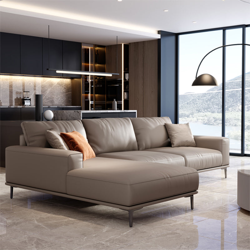 Mid secolo moderno vera pelle cuscini bianchi cuscini a braccio quadrato salotto