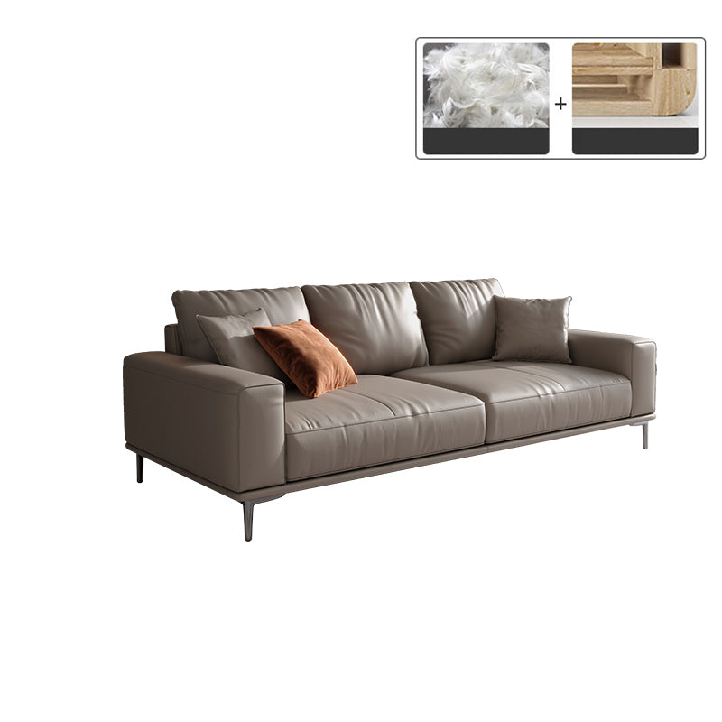 Mid secolo moderno vera pelle cuscini bianchi cuscini a braccio quadrato salotto