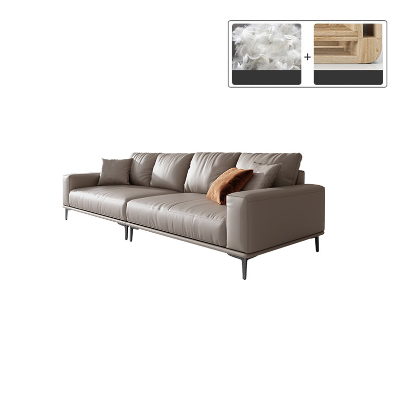 Mid secolo moderno vera pelle cuscini bianchi cuscini a braccio quadrato salotto