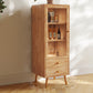 Modernist Cabinet Natural Finish Side Cabinet with Glass Paned