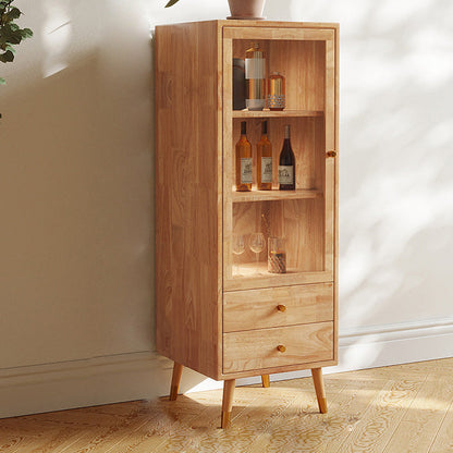 Modernist Cabinet Natural Finish Side Cabinet with Glass Paned 15.7"L x 11.8"W x 47.2"H Natural