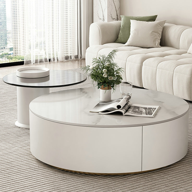 Slate Top Coffee Table Set Frame Cocktail Table with 2 Storage Drawers Clearhalo 'Coffee & Accent Tables' 'Coffee Tables' 'coffee_tables' 'furn' 'furn_coffee_tables' 'Furniture' 'Living Room Furniture' 6998323