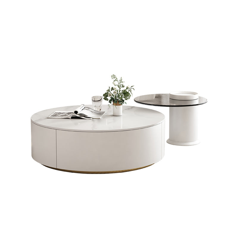 Slate Top Coffee Table Set Frame Cocktail Table with 2 Storage Drawers Clearhalo 'Coffee & Accent Tables' 'Coffee Tables' 'coffee_tables' 'furn' 'furn_coffee_tables' 'Furniture' 'Living Room Furniture' 6998326