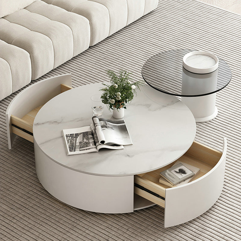 Slate Top Coffee Table Set Frame Cocktail Table with 2 Storage Drawers Clearhalo 'Coffee & Accent Tables' 'Coffee Tables' 'coffee_tables' 'furn' 'furn_coffee_tables' 'Furniture' 'Living Room Furniture' 6998331