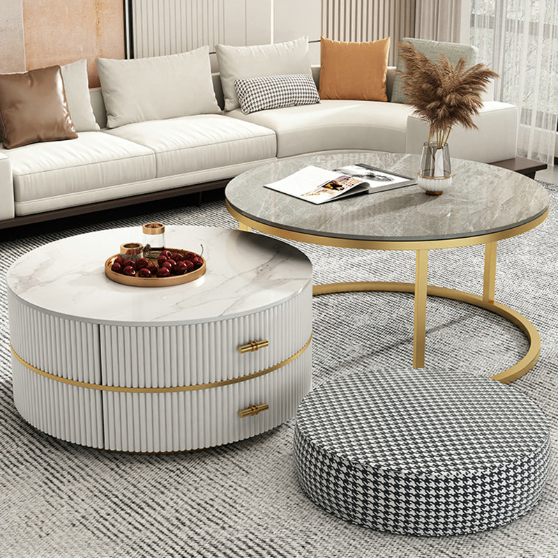 Slate Top Coffee Table Set Frame Cocktail Table with 2 Drawers Clearhalo 'Coffee & Accent Tables' 'Coffee Tables' 'coffee_tables' 'furn' 'furn_coffee_tables' 'Furniture' 'Living Room Furniture' 6998348