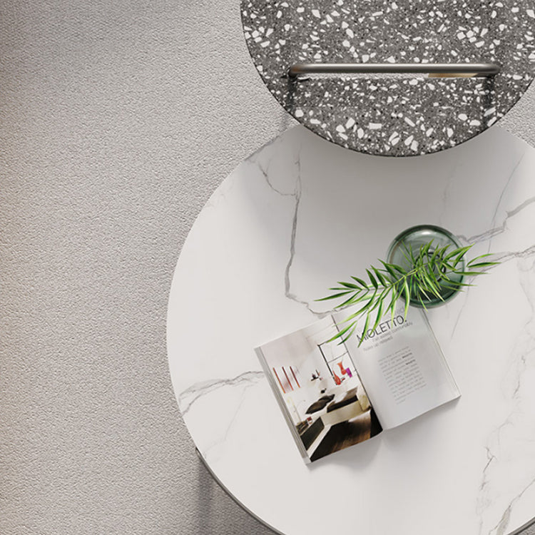 Round Stone Coffee Table Set Stainless Steel Simple Cocktail Table Clearhalo 'Coffee & Accent Tables' 'Coffee Tables' 'coffee_tables' 'furn' 'furn_coffee_tables' 'Furniture' 'Living Room Furniture' 6998362