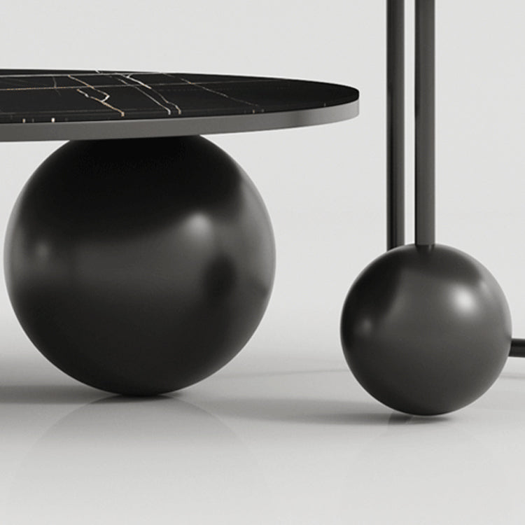 Round Stone Coffee Table Set Stainless Steel Simple Cocktail Table Clearhalo 'Coffee & Accent Tables' 'Coffee Tables' 'coffee_tables' 'furn' 'furn_coffee_tables' 'Furniture' 'Living Room Furniture' 6998365