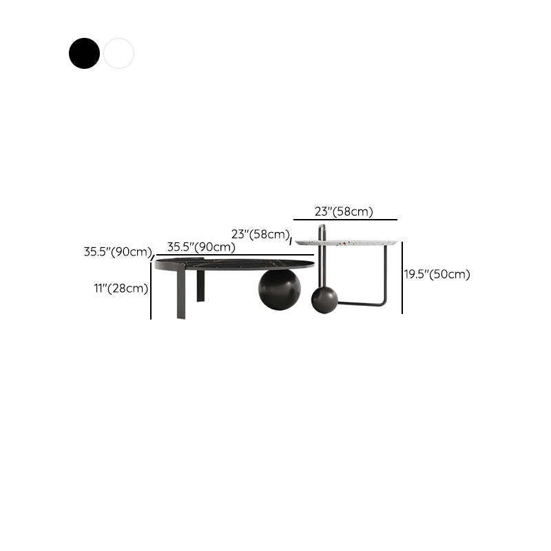 Round Stone Coffee Table Set Stainless Steel Simple Cocktail Table Clearhalo 'Coffee & Accent Tables' 'Coffee Tables' 'coffee_tables' 'furn' 'furn_coffee_tables' 'Furniture' 'Living Room Furniture' 6998368
