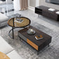 Modern 4 Legs Cocktail Table with 4 Drawers Glass & Wood 2 Nesting Coffee Table Set Clearhalo 'Coffee & Accent Tables' 'Coffee Tables' 'coffee_tables' 'furn' 'furn_coffee_tables' 'Furniture' 'Living Room Furniture' 6998373
