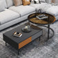 Modern 4 Legs Cocktail Table with 4 Drawers Glass & Wood 2 Nesting Coffee Table Set 31"L x 22"W x 14"H+28"L x 28"W x 18"H Dark Grey Light Grey Clearhalo 'Coffee & Accent Tables' 'Coffee Tables' 'coffee_tables' 'furn' 'furn_coffee_tables' 'Furniture' 'Living Room Furniture' 6998374