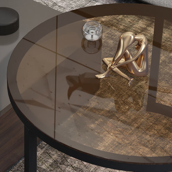 Modern 4 Legs Cocktail Table with 4 Drawers Glass & Wood 2 Nesting Coffee Table Set Clearhalo 'Coffee & Accent Tables' 'Coffee Tables' 'coffee_tables' 'furn' 'furn_coffee_tables' 'Furniture' 'Living Room Furniture' 6998379