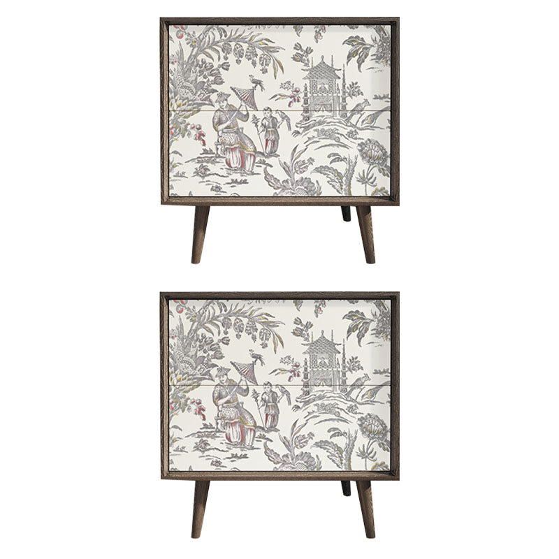 Comodino da tavolo da tavolo da tavolo notturno contemporaneo con 2 cassetti per la camera da letto