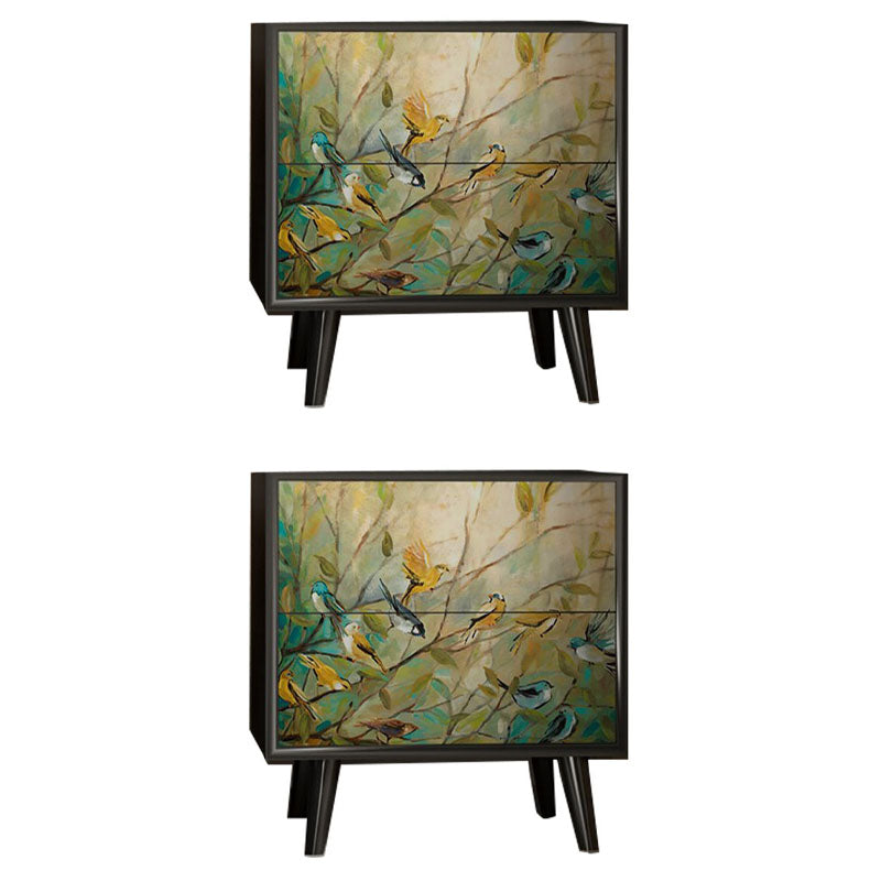 Comodino da tavolo da tavolo da tavolo notturno contemporaneo con 2 cassetti per la camera da letto