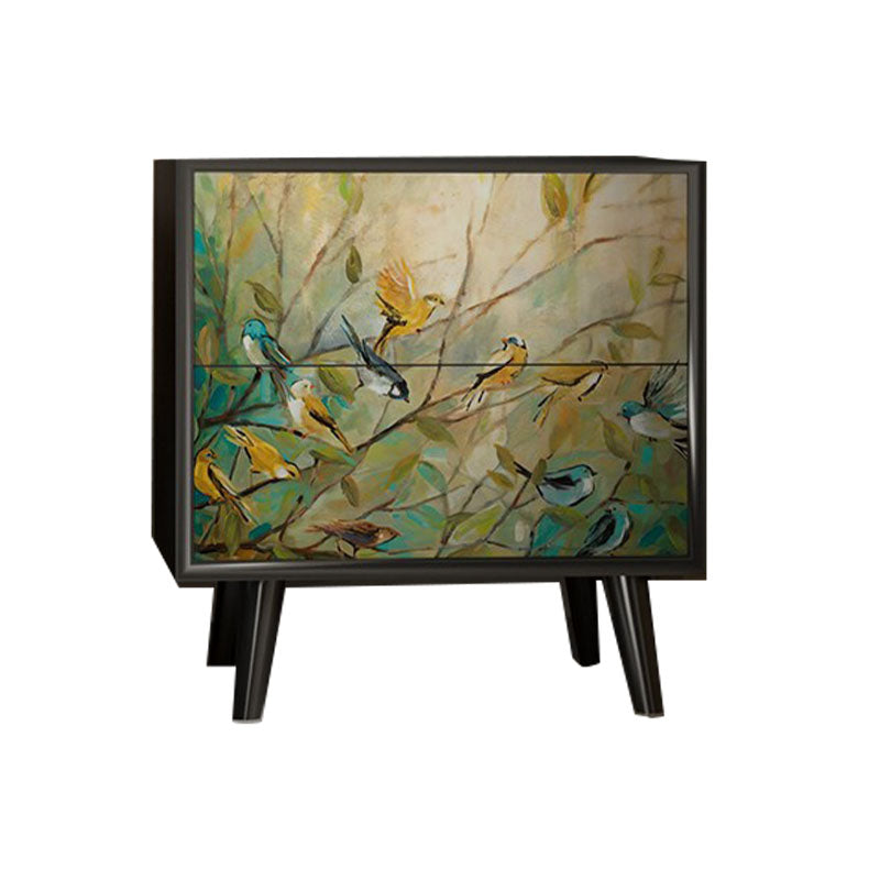 Comodino da tavolo da tavolo da tavolo notturno contemporaneo con 2 cassetti per la camera da letto