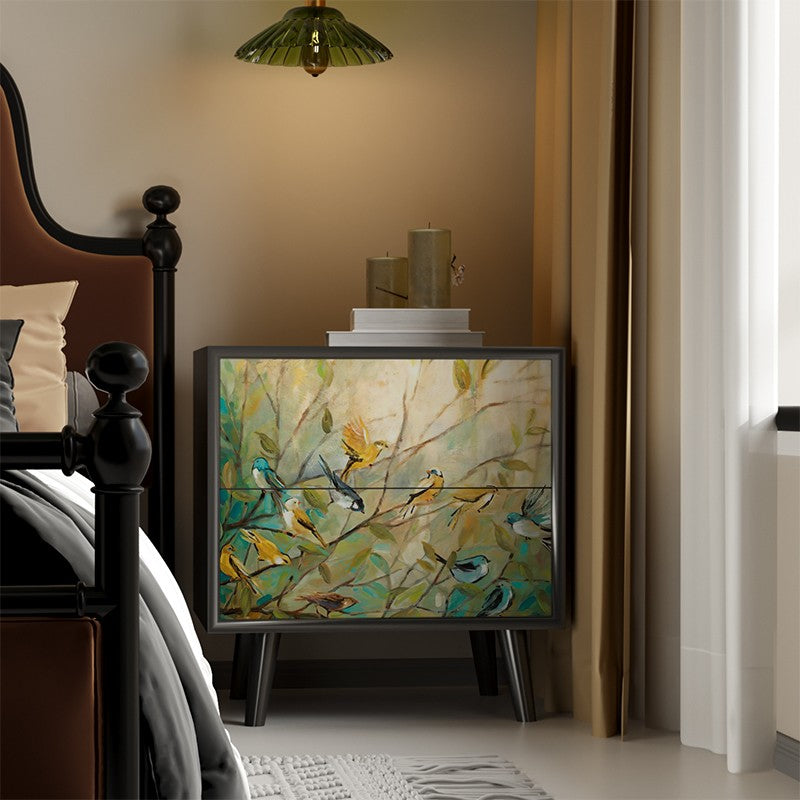 Comodino da tavolo da tavolo da tavolo notturno contemporaneo con 2 cassetti per la camera da letto