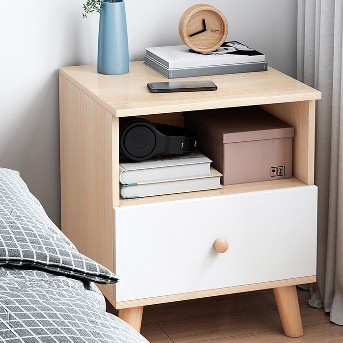 Modernism Bed Nightstand Storage Drawer Night Table for Home Cherry Wood 1 Piece 1 Clearhalo 'Bedroom Furniture' 'furn' 'furn_night_stand' 'Furniture' 'night_stand' 'Nightstands' 6999094