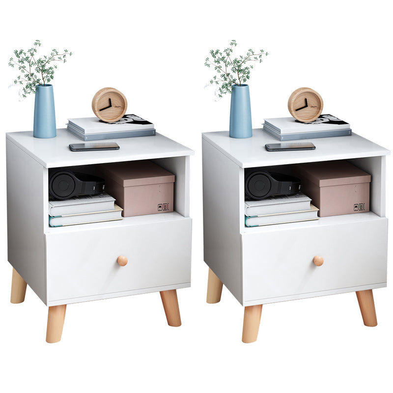 Modernism Bed Nightstand Storage Drawer Night Table for Home White 2 Piece Set 1 Clearhalo 'Bedroom Furniture' 'furn' 'furn_night_stand' 'Furniture' 'night_stand' 'Nightstands' 6999102