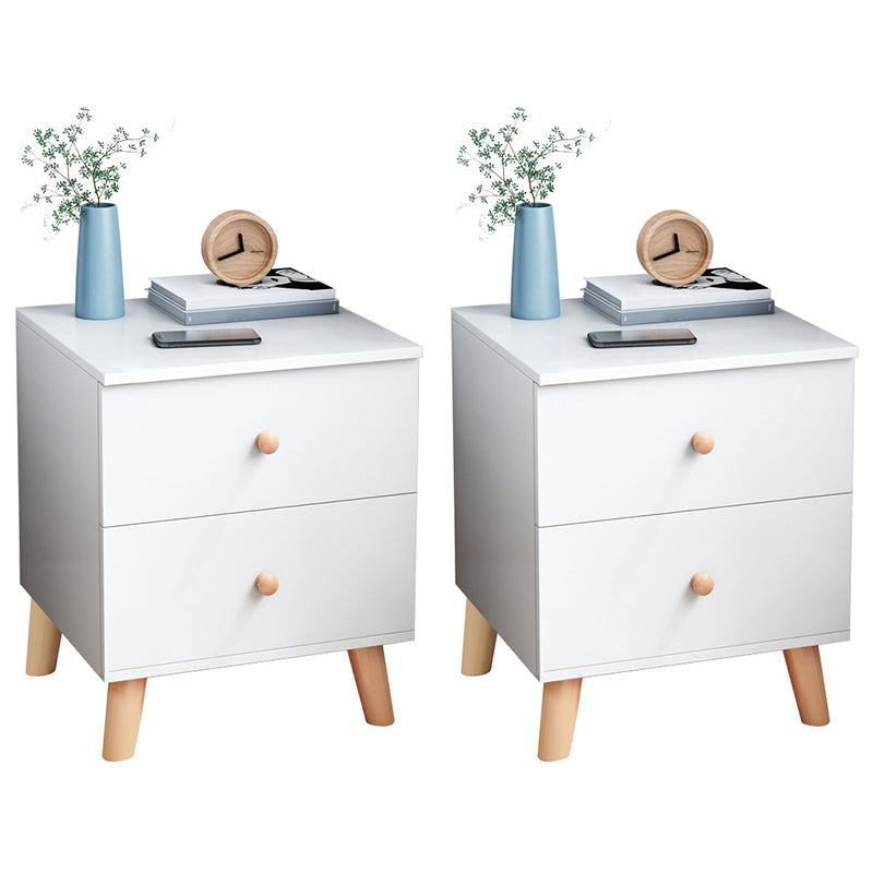 Modernism Bed Nightstand Storage Drawer Night Table for Home White 2 Piece Set 2 Clearhalo 'Bedroom Furniture' 'furn' 'furn_night_stand' 'Furniture' 'night_stand' 'Nightstands' 6999105