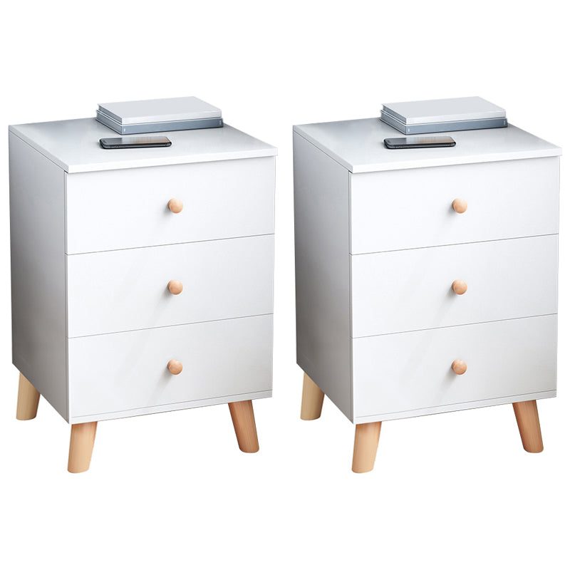 Modernism Bed Nightstand Storage Drawer Night Table for Home White 2 Piece Set 3 Clearhalo 'Bedroom Furniture' 'furn' 'furn_night_stand' 'Furniture' 'night_stand' 'Nightstands' 6999106