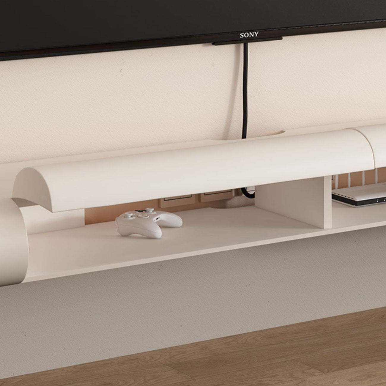 Wooden Media Console Wall Mounted TV Media Stand for Living Room Clearhalo 'furn' 'furn_tv_stands_entertainment_centers' 'Furniture' 'Living Room Furniture' 'TV Stands & Entertainment Centers' 'TV Stands & Media Storage Furniture' 'tv_stands_entertainment_centers' 6999196