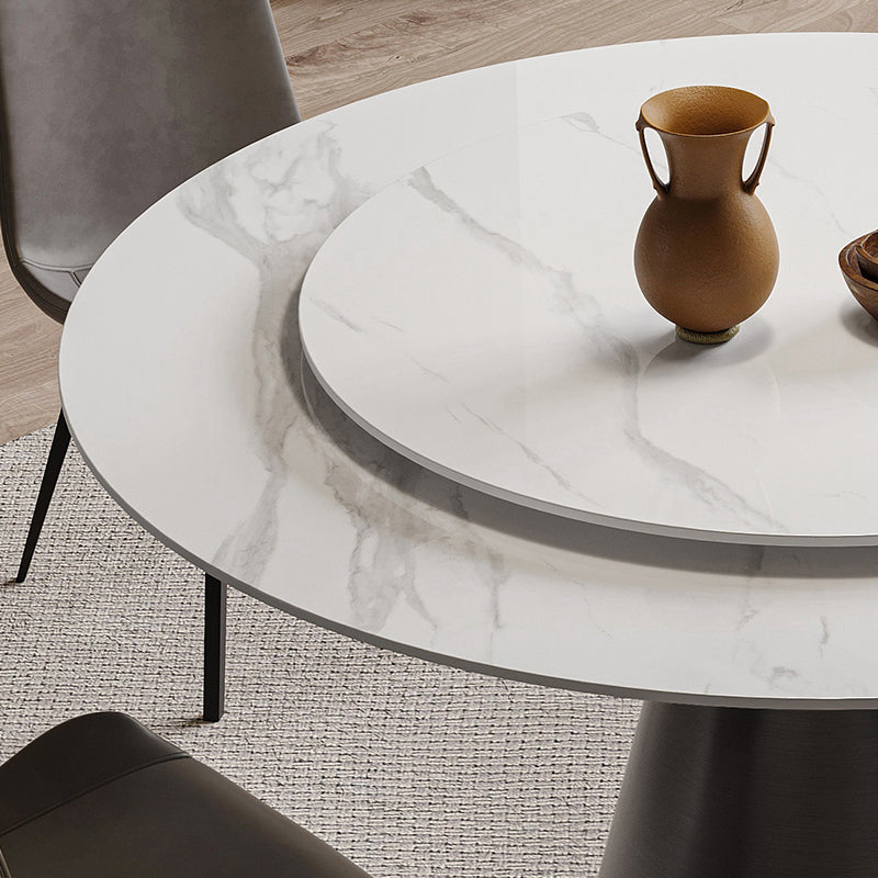 ラウンドテーブルの家具付き1/4/5の白い石のトップダイニングルームセット