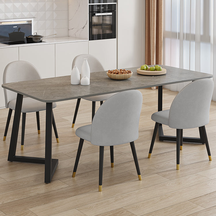 Modern Rectangle Stone Dining Table 1/2/5/7 Pieces Dining Set for Living Room Clearhalo 'Dining Room Sets' 'Dining Tables & Seating' 'dining_room_set' 'furn' 'furn_dining_room_set' 'Furniture' 'Kitchen & Dining Furniture' 6999329