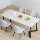 Modern Rectangle Stone Dining Table 1/2/5/7 Pieces Dining Set for Living Room 5 Pieces: White Table, 4 Chairs Clearhalo 'Dining Room Sets' 'Dining Tables & Seating' 'dining_room_set' 'furn' 'furn_dining_room_set' 'Furniture' 'Kitchen & Dining Furniture' 6999330