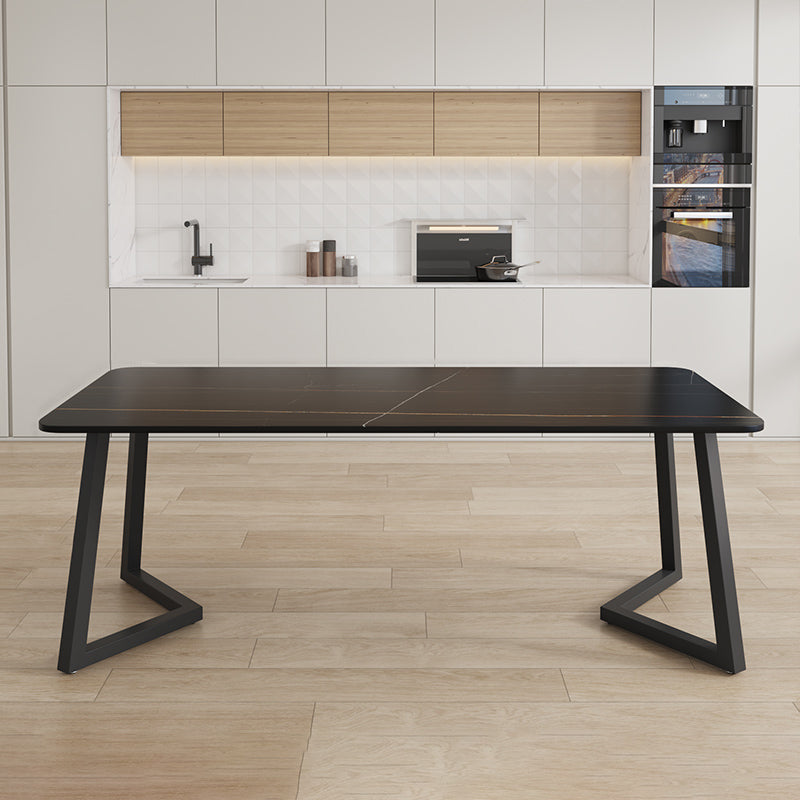 Modern Rectangle Stone Dining Table 1/2/5/7 Pieces Dining Set for Living Room Clearhalo 'Dining Room Sets' 'Dining Tables & Seating' 'dining_room_set' 'furn' 'furn_dining_room_set' 'Furniture' 'Kitchen & Dining Furniture' 6999333