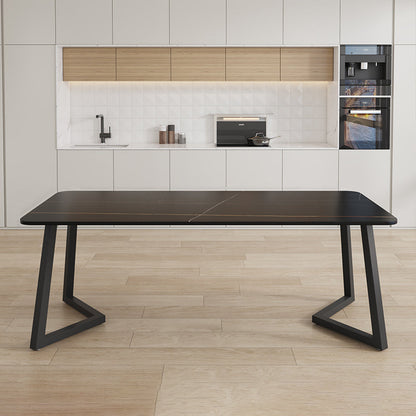 Modern Rectangle Stone Dining Table 1/2/5/7 Pieces Dining Set for Living Room Clearhalo 'Dining Room Sets' 'Dining Tables & Seating' 'dining_room_set' 'furn' 'furn_dining_room_set' 'Furniture' 'Kitchen & Dining Furniture' 6999333