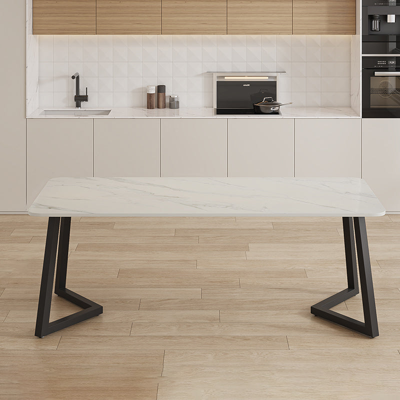 Modern Rectangle Stone Dining Table 1/2/5/7 Pieces Dining Set for Living Room Clearhalo 'Dining Room Sets' 'Dining Tables & Seating' 'dining_room_set' 'furn' 'furn_dining_room_set' 'Furniture' 'Kitchen & Dining Furniture' 6999337