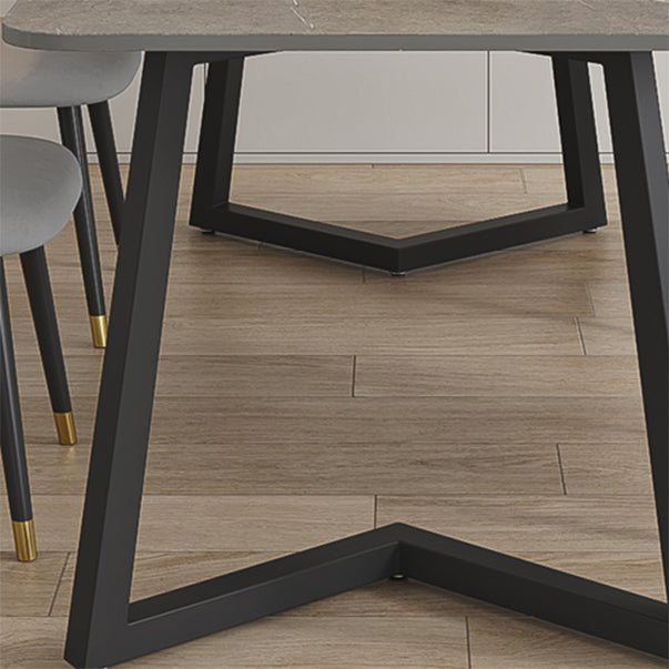 Modern Rectangle Stone Dining Table 1/2/5/7 Pieces Dining Set for Living Room Clearhalo 'Dining Room Sets' 'Dining Tables & Seating' 'dining_room_set' 'furn' 'furn_dining_room_set' 'Furniture' 'Kitchen & Dining Furniture' 6999340