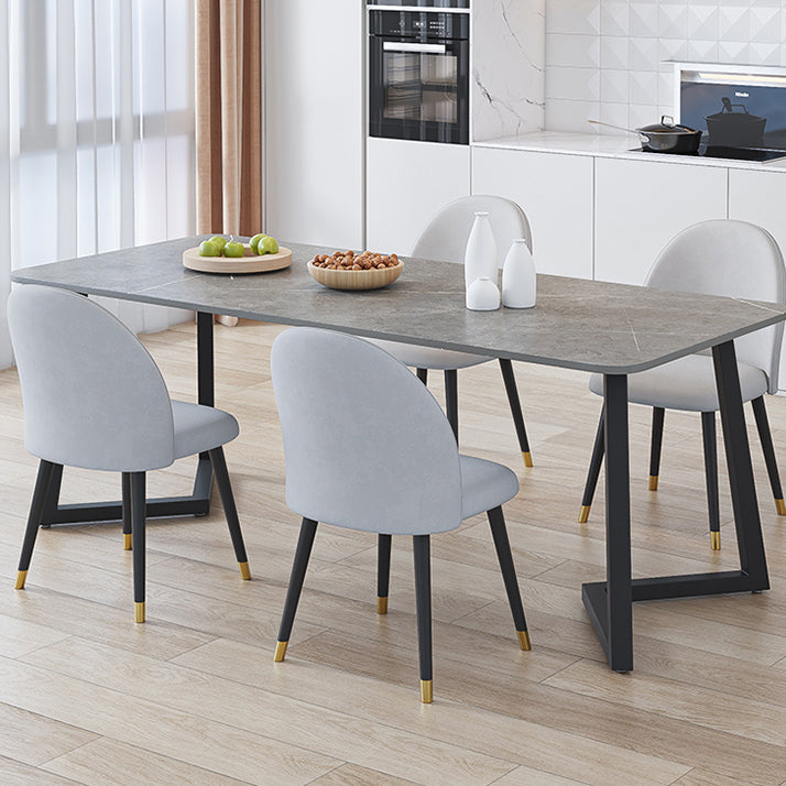 Modern Rectangle Stone Dining Table 1/2/5/7 Pieces Dining Set for Living Room Clearhalo 'Dining Room Sets' 'Dining Tables & Seating' 'dining_room_set' 'furn' 'furn_dining_room_set' 'Furniture' 'Kitchen & Dining Furniture' 6999341