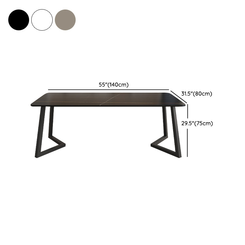 Modern Rectangle Stone Dining Table 1/2/5/7 Pieces Dining Set for Living Room Clearhalo 'Dining Room Sets' 'Dining Tables & Seating' 'dining_room_set' 'furn' 'furn_dining_room_set' 'Furniture' 'Kitchen & Dining Furniture' 6999343