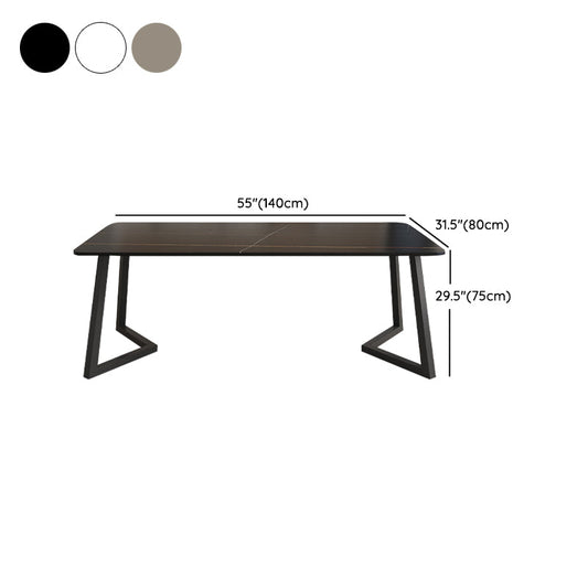Modern Rectangle Stone Dining Table 1/2/5/7 Pieces Dining Set for Living Room Clearhalo 'Dining Room Sets' 'Dining Tables & Seating' 'dining_room_set' 'furn' 'furn_dining_room_set' 'Furniture' 'Kitchen & Dining Furniture' 6999343