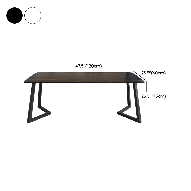 Modern Rectangle Stone Dining Table 1/2/5/7 Pieces Dining Set for Living Room Clearhalo 'Dining Room Sets' 'Dining Tables & Seating' 'dining_room_set' 'furn' 'furn_dining_room_set' 'Furniture' 'Kitchen & Dining Furniture' 6999347