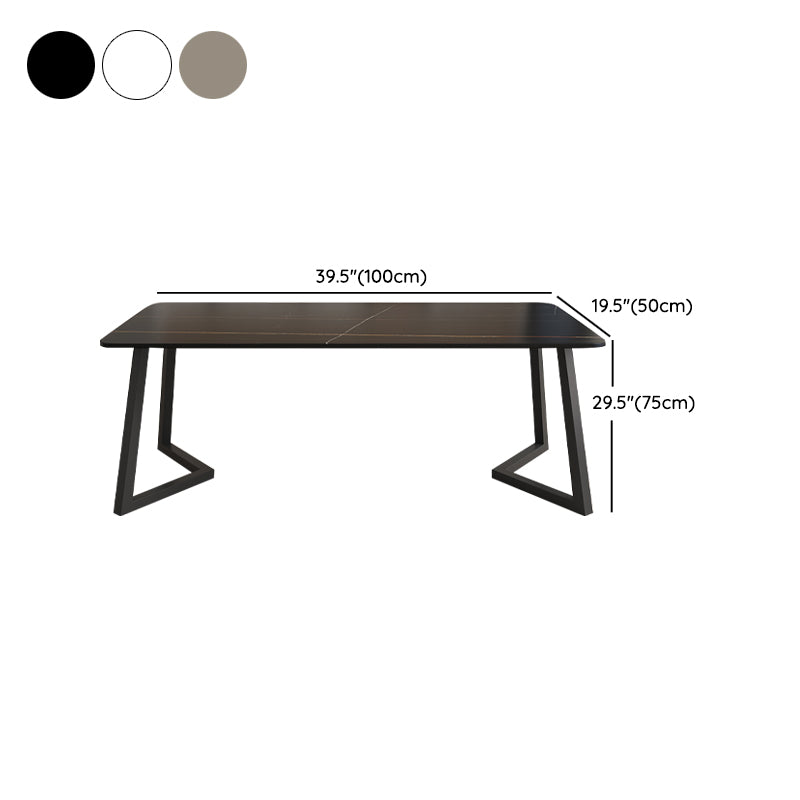Modern Rectangle Stone Dining Table 1/2/5/7 Pieces Dining Set for Living Room Clearhalo 'Dining Room Sets' 'Dining Tables & Seating' 'dining_room_set' 'furn' 'furn_dining_room_set' 'Furniture' 'Kitchen & Dining Furniture' 6999349