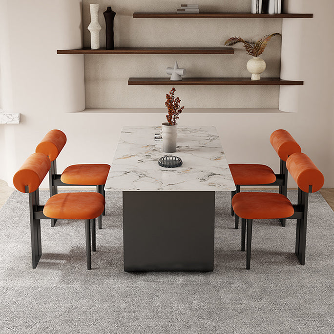 Nordic Rectangle Stone Dining Table 1/5 Pieces Dining Set for Dining Room