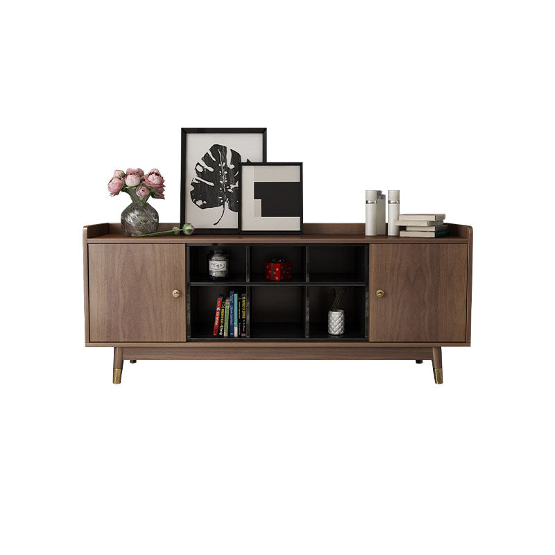 Console multimediale in finto legno Console TV grigia contemporanea con cassetti