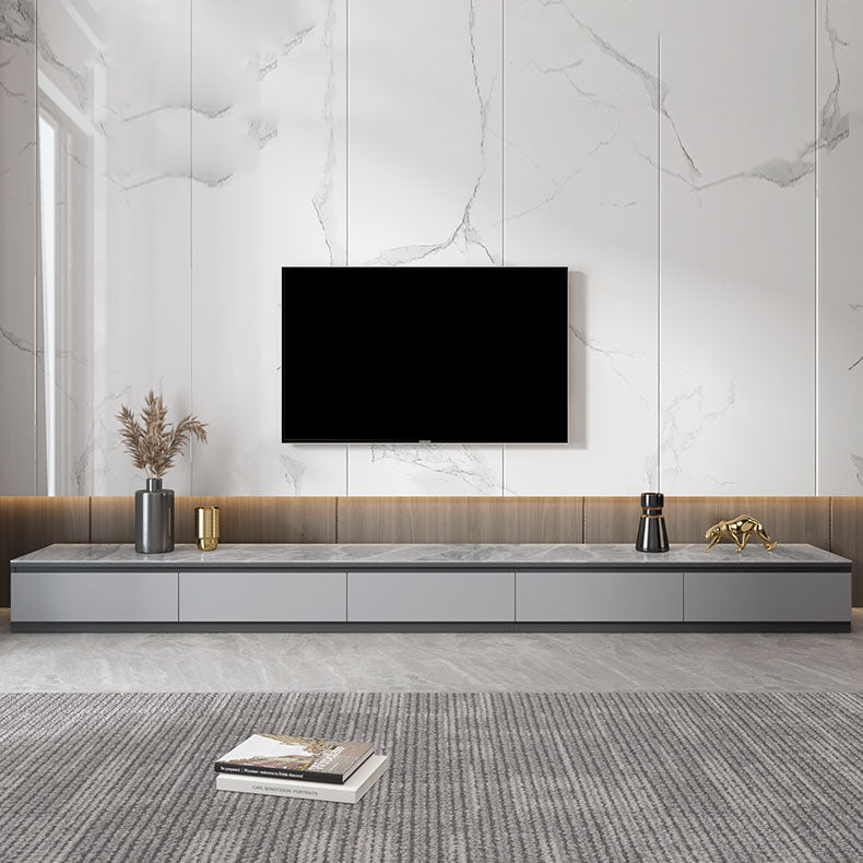 Console multimediale in finto legno Console TV grigia contemporanea con cassetti