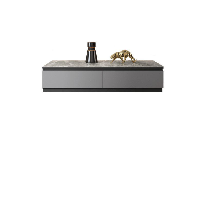 Console multimediale in finto legno Console TV grigia contemporanea con cassetti