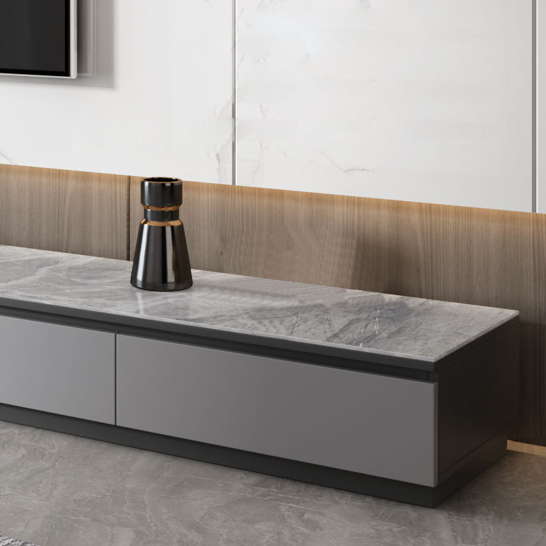 Console multimediale in finto legno Console TV grigia contemporanea con cassetti