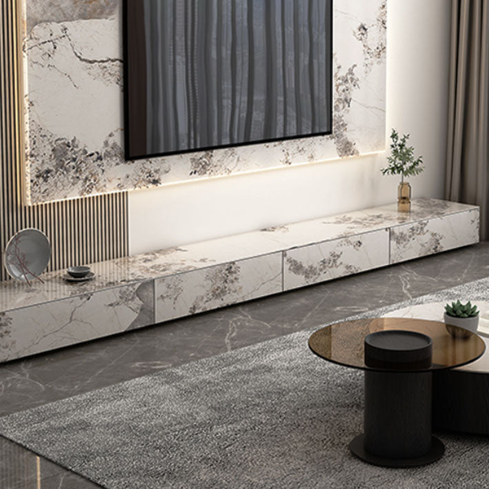 Stone TV Console Contemporary White Media Console with Drawers Clearhalo 'furn' 'furn_tv_stands_entertainment_centers' 'Furniture' 'Living Room Furniture' 'TV Stands & Entertainment Centers' 'TV Stands & Media Storage Furniture' 'tv_stands_entertainment_centers' 6999476