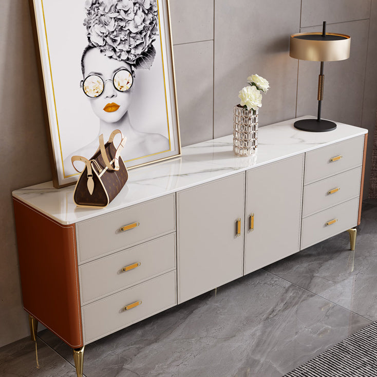 Cómoda clásica Glam con almacenamiento de piedra y 6 cajones, 15,6 pulgadas de ancho