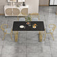 Nordic Rectangle Stone Dining Table 1/5/7 Pieces Dining Set for Dining Room 5 Pieces: Black-Gold Table, 4 Chairs Clearhalo 'Dining Room Sets' 'Dining Tables & Seating' 'dining_room_set' 'furn' 'furn_dining_room_set' 'Furniture' 'Kitchen & Dining Furniture' 6999507